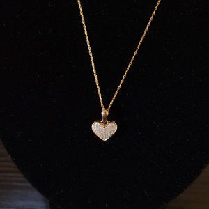 14K Diamond Heart Yellow Gold Necklace